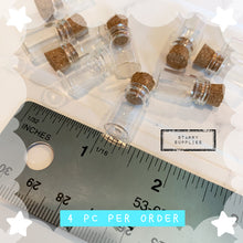 Load image into Gallery viewer, Mini Glass Cork Bottles (4pc)