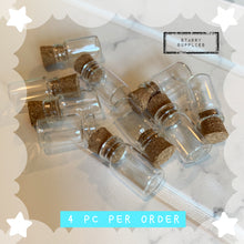 Load image into Gallery viewer, Mini Glass Cork Bottles (4pc)