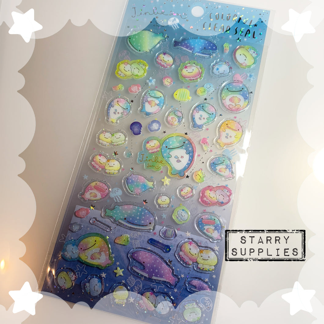 [SE3900] Colorful Clear Seal Jinbesan Domed Sticker Sheet