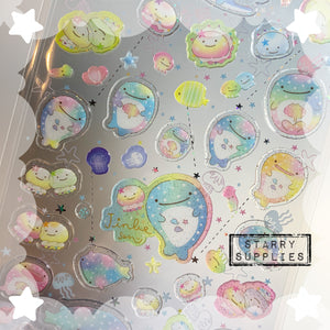 [SE3900] Colorful Clear Seal Jinbesan Domed Sticker Sheet