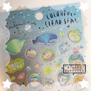 [SE3900] Colorful Clear Seal Jinbesan Domed Sticker Sheet