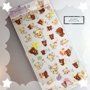 [SE3930] Glitter Korilakkuma/ Chairoikoguma Flowers Sticker Sheet