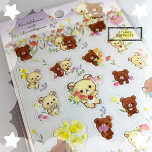 [SE3930] Glitter Korilakkuma/ Chairoikoguma Flowers Sticker Sheet