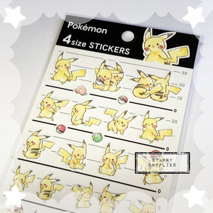 Pikachu 4 Size Sticker Sheet