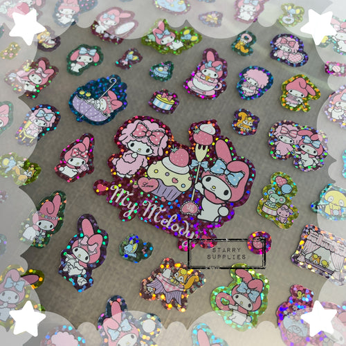 Metallic My Melody Stickers (Big Sheet)